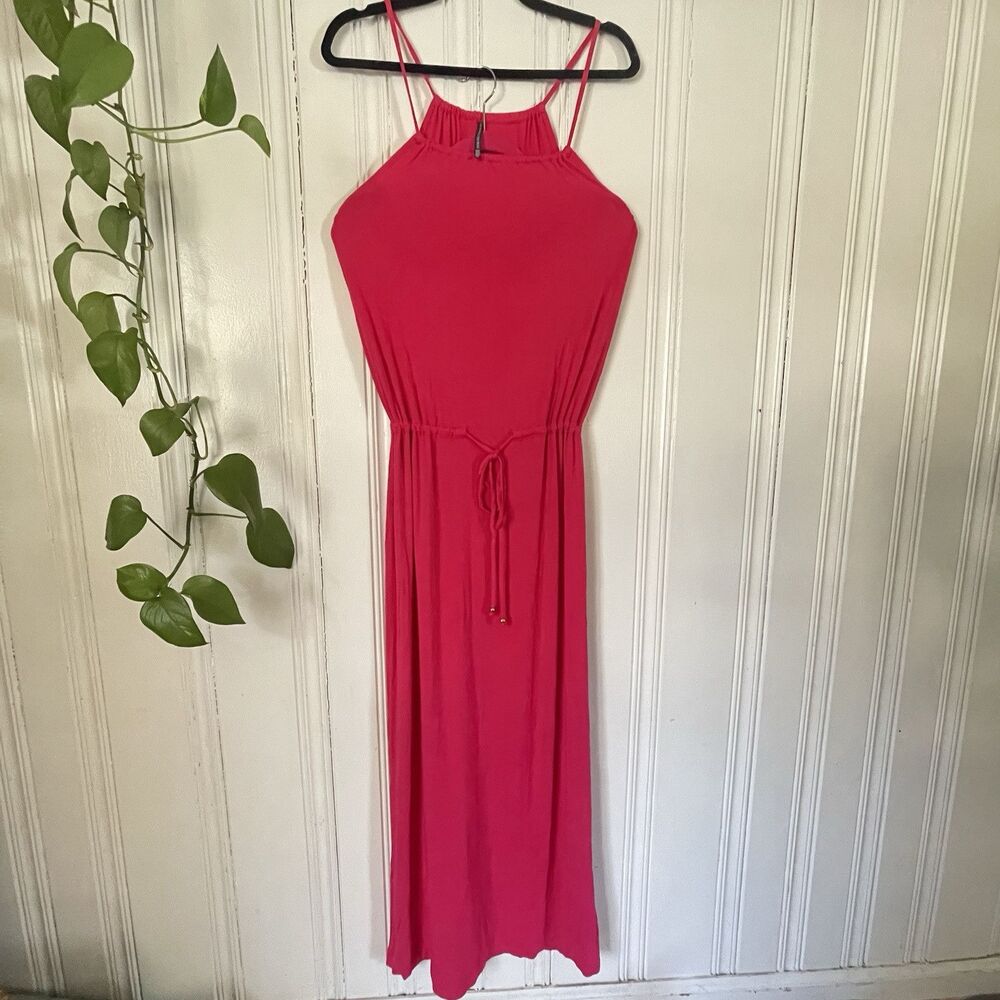 Victoria’s Secret Women’s Pink Sleeveless Tie Waist Beach Maxi Dress Size S